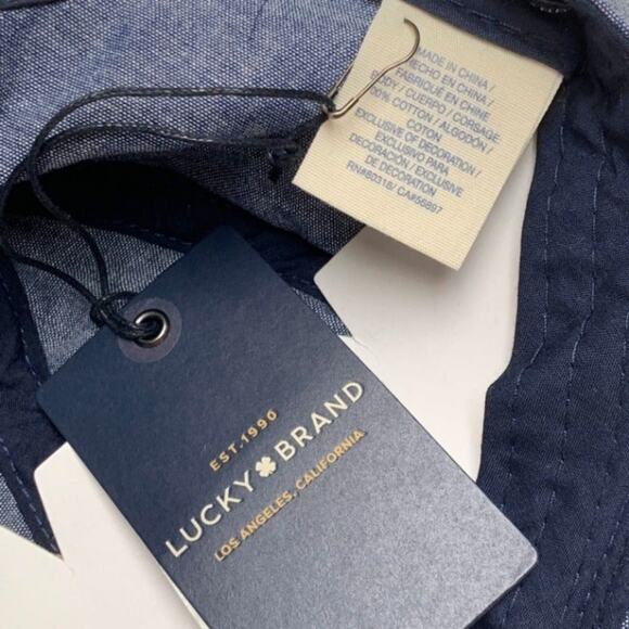 Lucky Brand All Over Embroidered Hat Navy Blue Baseball Dad Cap Artistry Cotton - Picture 8 of 8